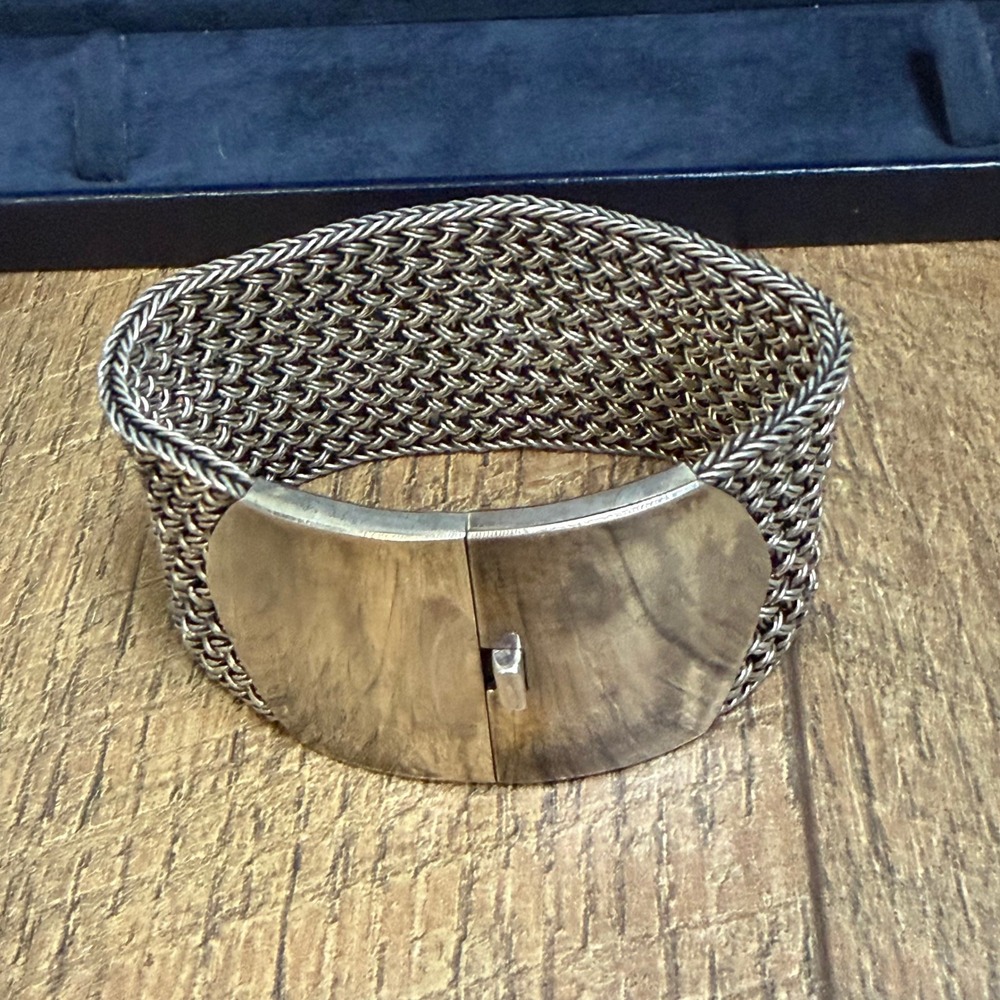 Fortunoff Sterling Silver Woven Mesh Bracelet Womens 925 Wide Heavy Boxed